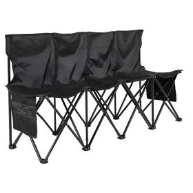 VEVOR Portable Folding Bench, 4 Seat Foldable Soccer Bench with Side Pockets and Carrying Bag