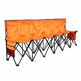 VEVOR Portable Folding Bench, 6 Seat Foldable Soccer Bench with Side Pockets and Carrying Bag