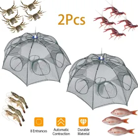 2Pcs Foldable Fishing Bait Nets Trap Crab Net Shrimp Fish Cast Dip Cage (Option: 2pcs)