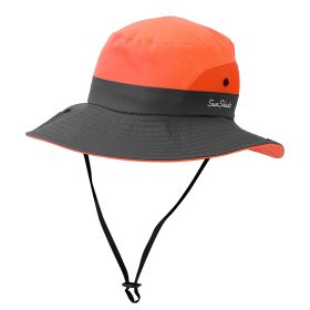 Women Summer Sun Bucket Hats Foldable UV Protection Cotton Cap Wide Brim Floppy Cap Packable Ponytail Mesh Travel Hat For Beach Fishing Camping T (Color: Orange, size: One size)
