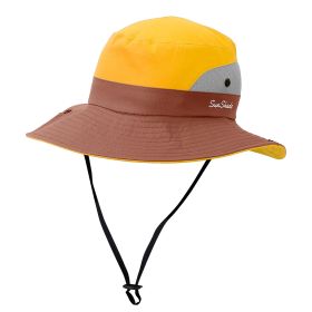 Women Summer Sun Bucket Hats Foldable UV Protection Cotton Cap Wide Brim Floppy Cap Packable Ponytail Mesh Travel Hat For Beach Fishing Camping T (Color: Yellow, size: One size)