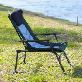 Camping Lounge Chair With Removable Footrest (Option: Blackgreengrey)